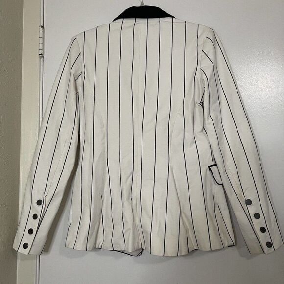 NWOT Jonathan Simkhai ivory white pinstripe blazer tuxedo jacket size US 6 - Picture 6 of 9